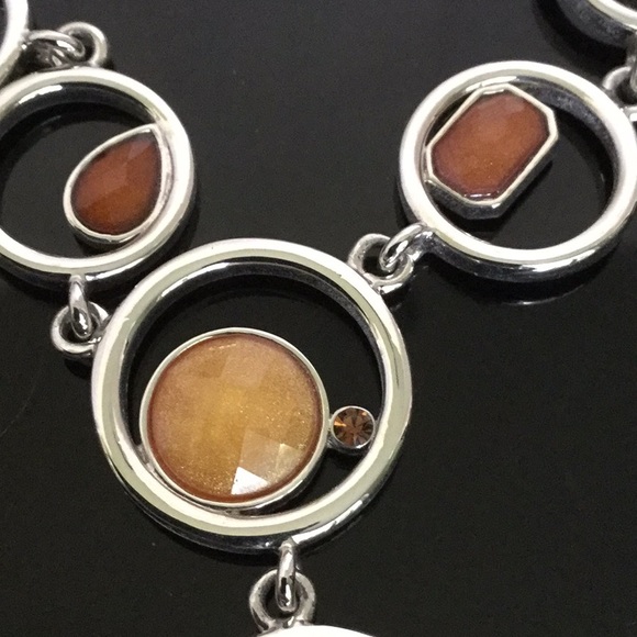 Vtg.20”LiaSophiaNecklaceSilverRingsW/FacetedStones - Picture 5 of 8